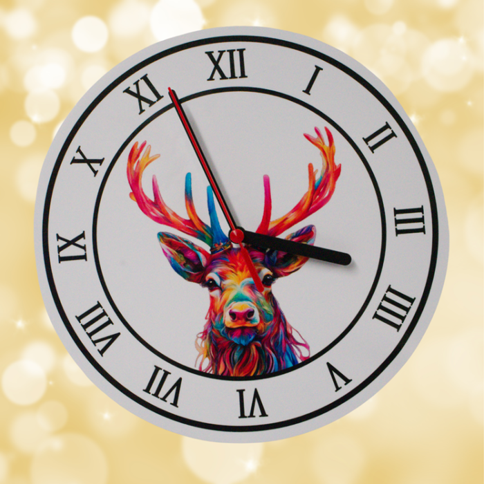 Colourful Highland Stag Head Clock by Galloway Crafts