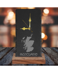WILD BOAR OAK AND SLATE ENGRAVED CLOCK by Galloway Crafts